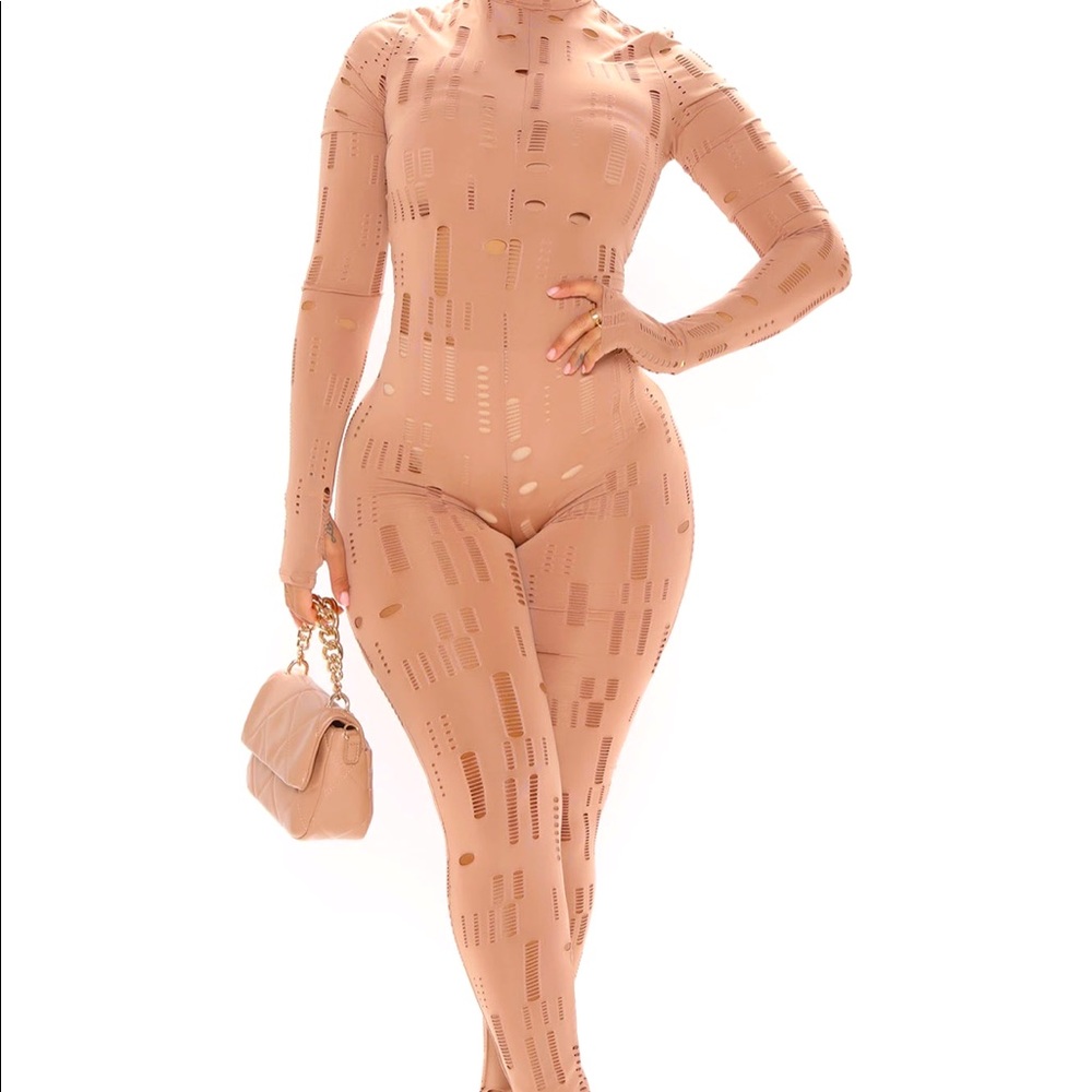 Cutting It Up Jumpsuit - Nude